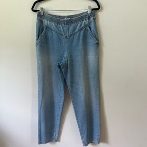 Lady Blair Women's Elastic Loose Fit High Waisted Denim Mom Jeans Blue Size 10